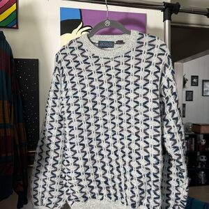 LAST CHANCE 
Bozzolo Navy and White Crewneck Sweater